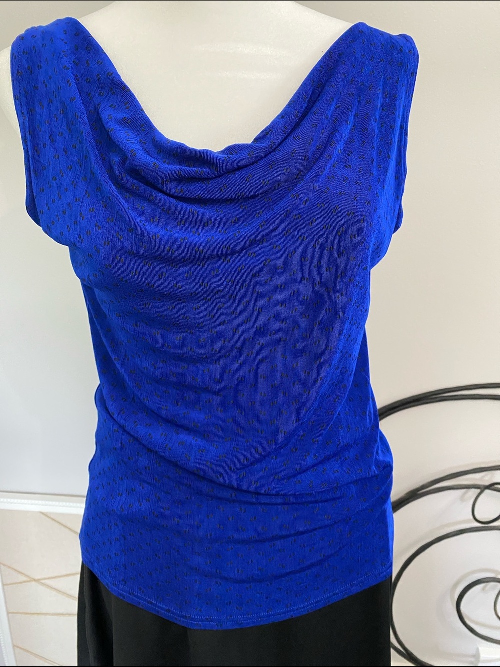 Cowl Neck Tank Top in Vibrant Royal Blue. Size M. Soft Drapey Fabric.  Elegant.